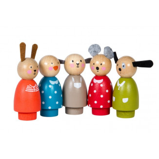 Set de 5 personnages en bois MOULIN ROTY La grande famille