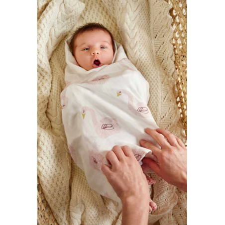 Lot de 3 langes divinement doux 80x80cm LASSIG Cygne little water