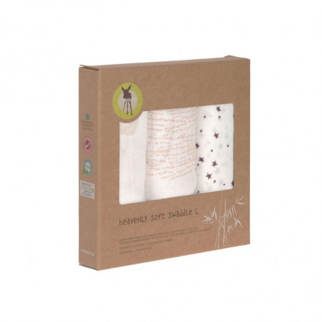 Lot de 3 langes divinement doux 80x80cm LASSIG Cygne little water