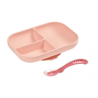 Set repas silicone compartimenté BEABA Pink