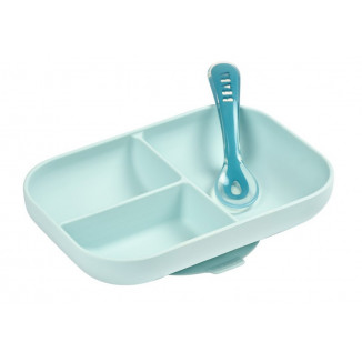 Set repas silicone compartimenté BEABA Blue