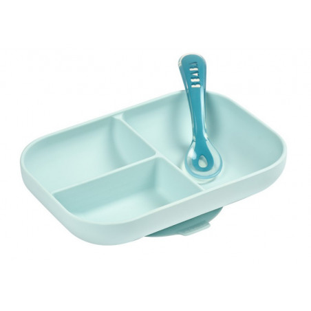 Set repas silicone compartimenté BEABA Blue