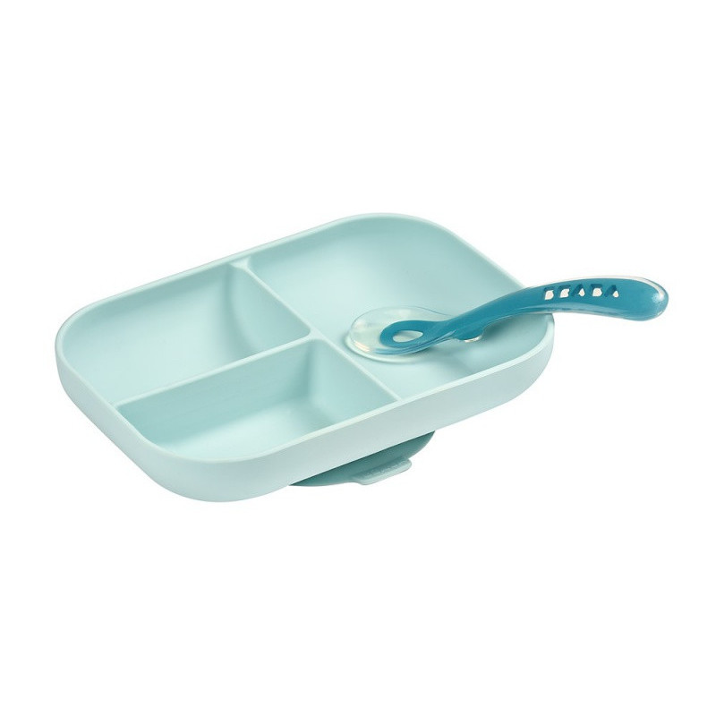 Set repas silicone compartimenté BEABA Blue