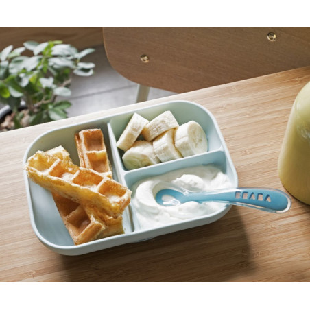 Set repas silicone compartimenté BEABA Blue