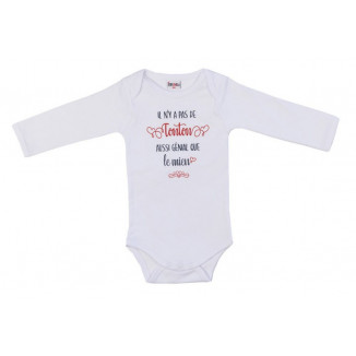 Body manches longues 6m BB&CO Blanc "il n’y a pas de tonton aussi génial"