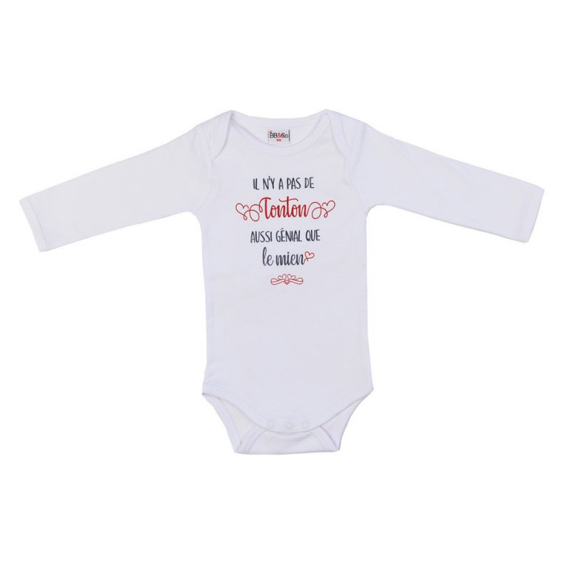 Body manches longues 6m BB&CO Blanc "il n’y a pas de tonton aussi génial"
