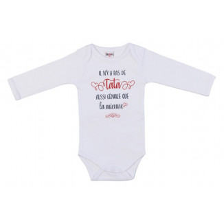 Body manches longues 12m BB&CO Blanc "il n’y a pas de tata aussi géniale"