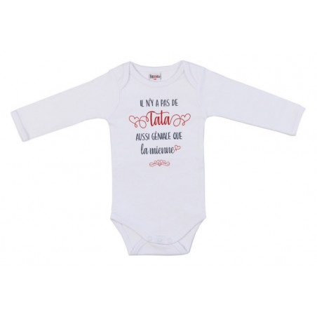 Body manches longues 3m BB&CO Blanc "il n’y a pas de tata aussi géniale"