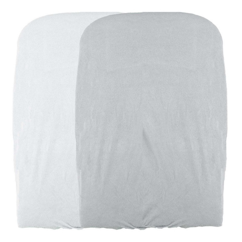 Lot de 2 housses de matelas à langer 50x75 DOMIVA Blanc/perle