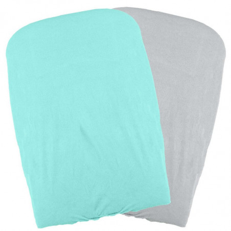 Lot de 2 housses de matelas à langer 50x75 DOMIVA Aqua/perle