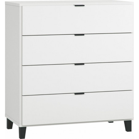 Commode 4 tiroirs VOX Simple Blanc/noir