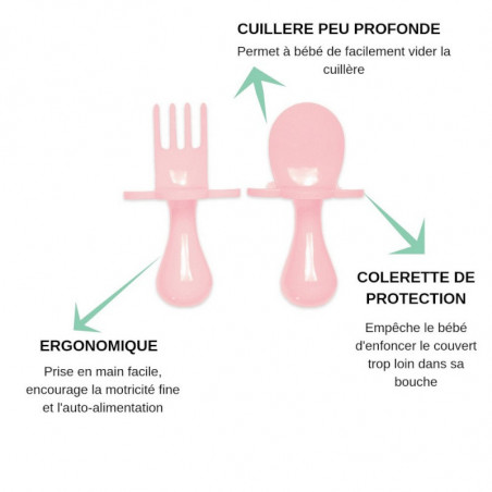 Couverts ergonomiques GRABEASE Rose clair