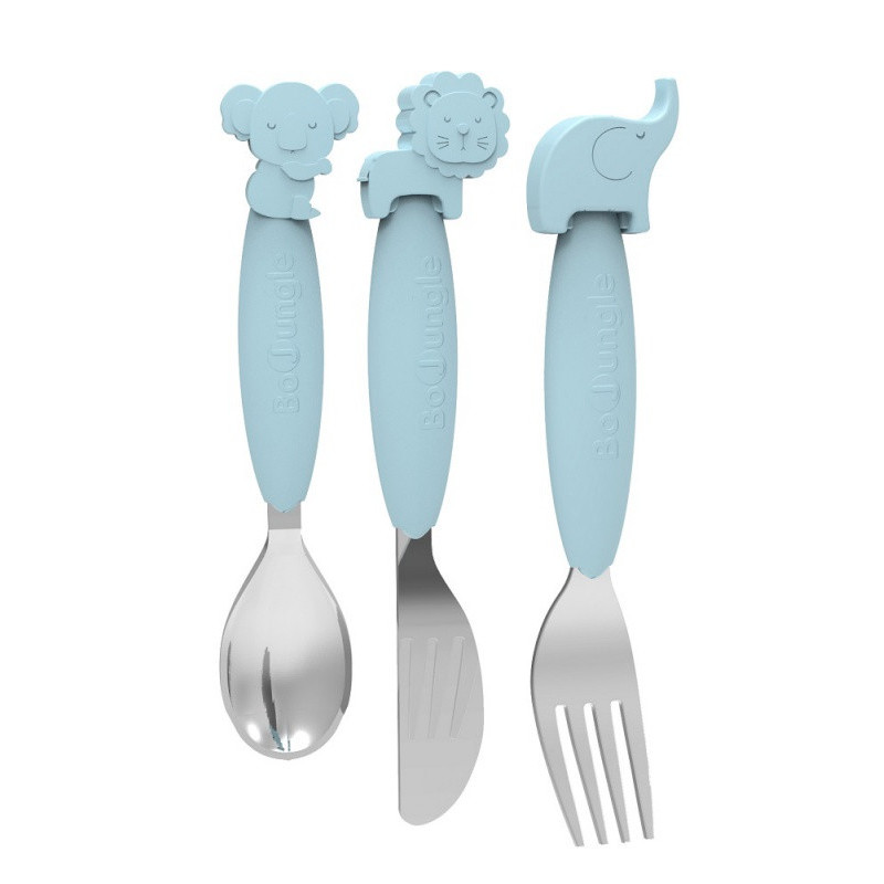 Set de couverts en silicone BO JUNGLE Bleu