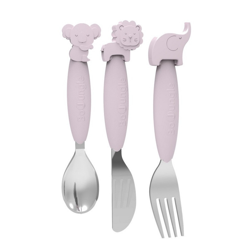 Set de couverts en silicone BO JUNGLE Rose