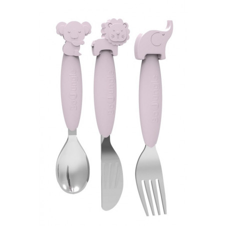 Set de couverts en silicone BO JUNGLE Rose