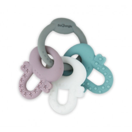 Clés en silicone BO JUNGLE Gris, blanc, rose & bleu