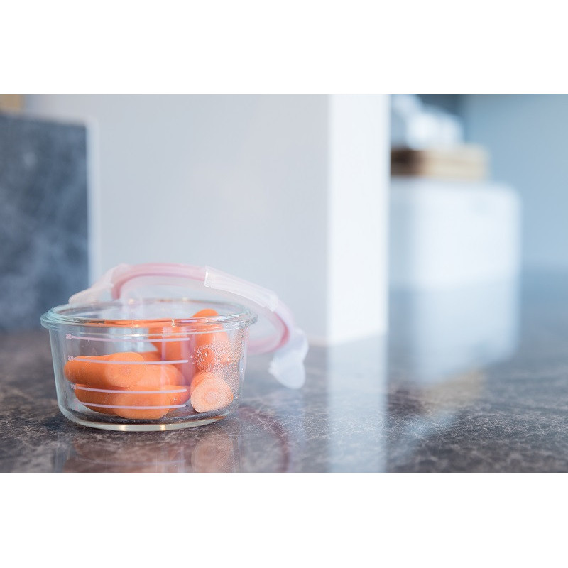 Lot de 3 bols conservation en verre BO JUNGLE Blanc-gris-rose