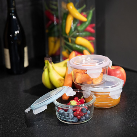 Lot de 3 bols conservation en verre BO JUNGLE Blanc-gris-rose