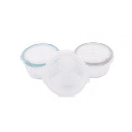 Lot de 3 bols conservation en verre BO JUNGLE Blanc-gris-bleu