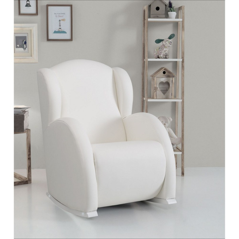 Fauteuil à bascule Flor MICUNA Similicuir Blanc