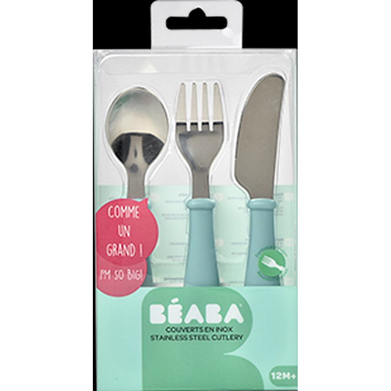 Set de 3 couverts en inox BEABA Vert clair