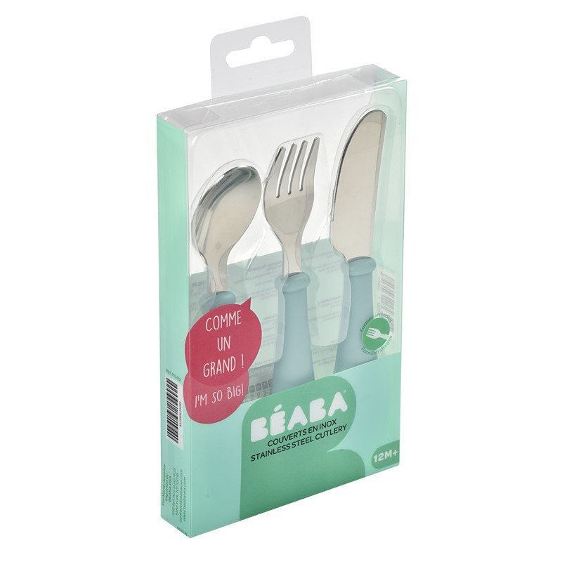 Set de 3 couverts en inox BEABA Vert clair