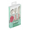 Set de 3 couverts en inox BEABA Vieux rose