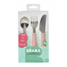 Set de 3 couverts en inox BEABA Vieux rose