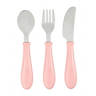 Set de 3 couverts en inox BEABA Vieux rose