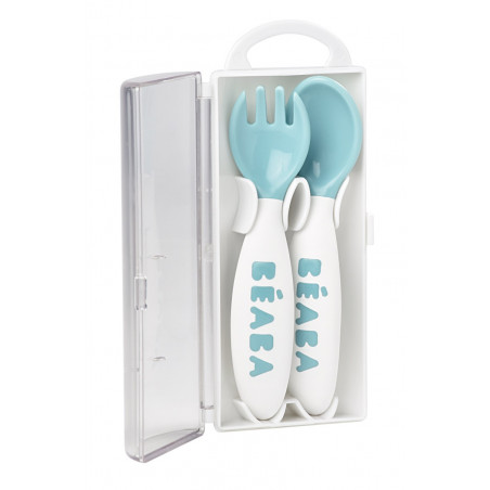 Lot de 2 couverts ergonomiques 2ème âge BEABA Bleu