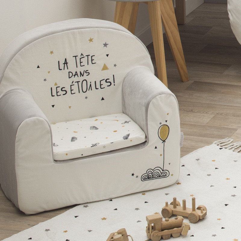 Fauteuil déhoussable + coussin LITTLE BAND Etoiles filantes