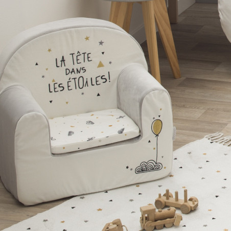 Fauteuil déhoussable + coussin LITTLE BAND Etoiles filantes