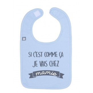 Bavoir "je vais chez mamie" BB&CO Bleu ciel