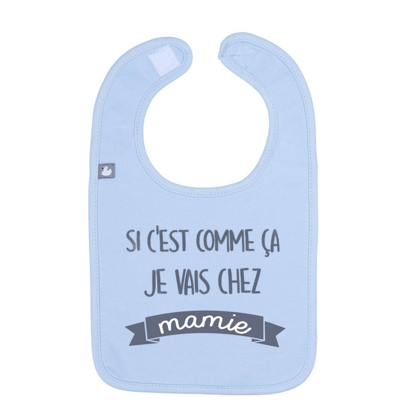 Bavoir "je vais chez mamie" BB&CO Bleu ciel