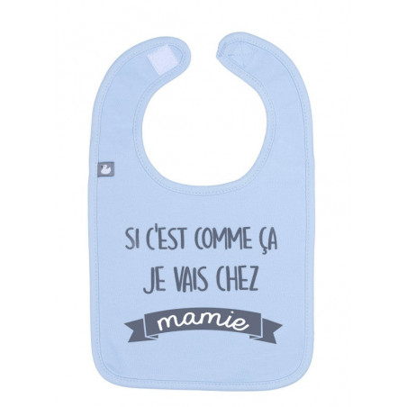 Bavoir "je vais chez mamie" BB&CO Bleu ciel