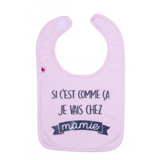 Bavoir "Je vais chez mamie" BB&CO Rose pastel