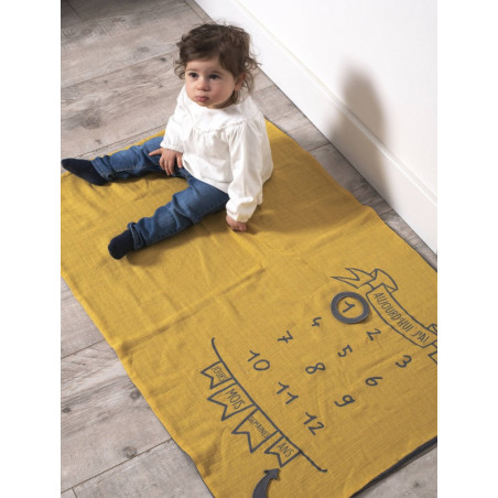 Couverture décor pour photos BB&CO Moutarde/gris foncé