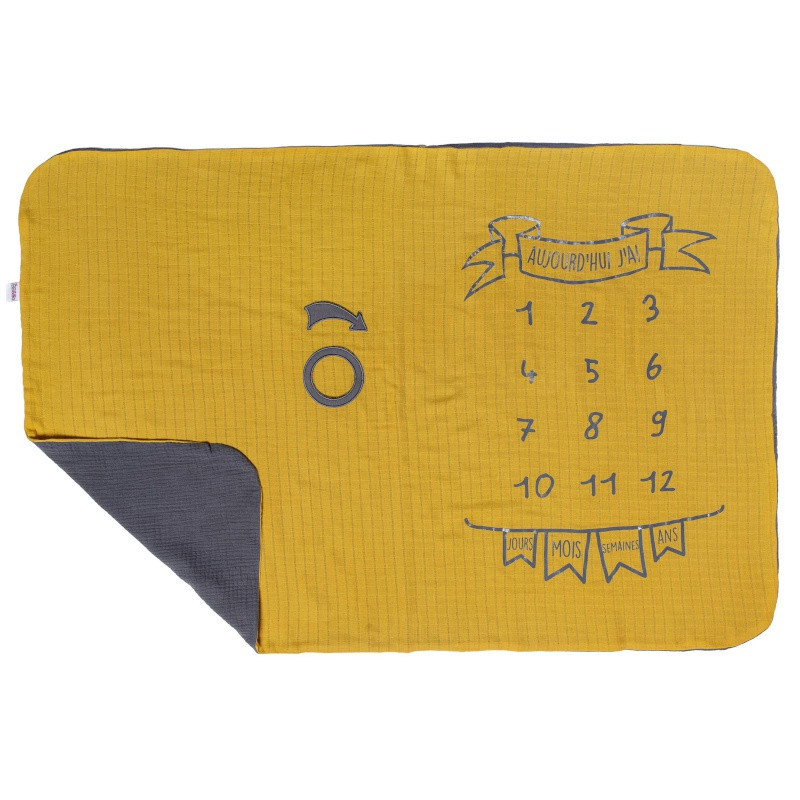 Couverture décor pour photos BB&CO Moutarde/gris foncé