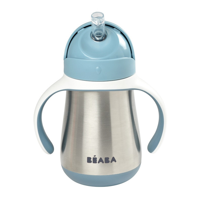 Tasse en inox avec paille 250ml BEABA Windy blue