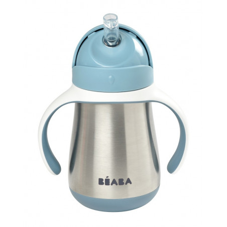 Tasse en inox avec paille 250ml BEABA Windy blue