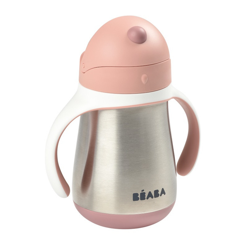 Tasse en inox avec paille 250ml BEABA Old pink