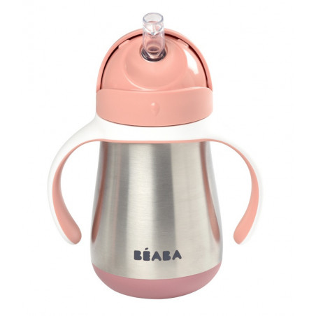 Tasse en inox avec paille 250ml BEABA Old pink