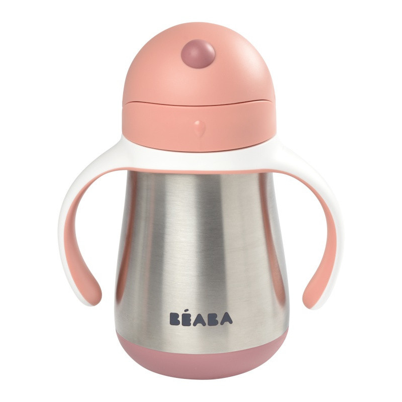 Tasse en inox avec paille 250ml BEABA Old pink