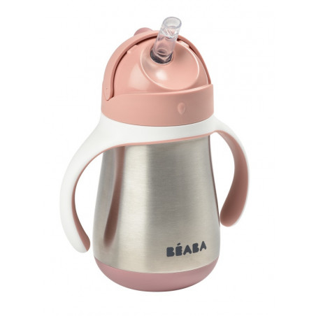 Tasse en inox avec paille 250ml BEABA Old pink