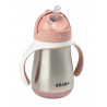 Tasse en inox avec paille 250ml BEABA Old pink