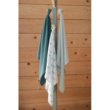 Boite de 3 langes en mousseline bio BEABA Jurassique Vert