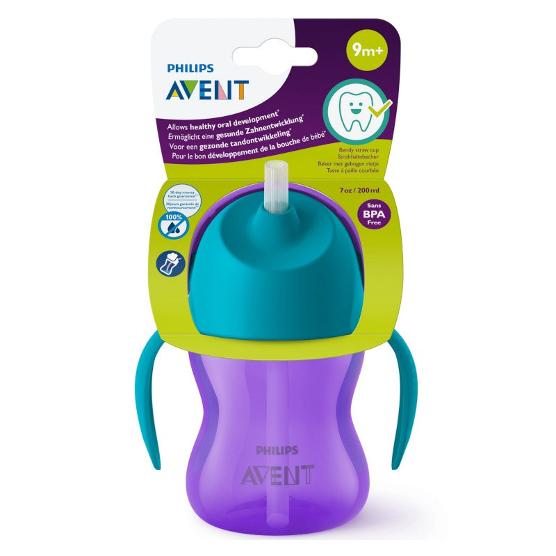 Tasse à paille 200 ml PHILIPS AVENT Violet/Bleu