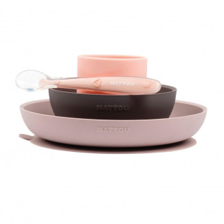 Set repas 4 pièces silicone NATTOU Rose/violet/aubergine
