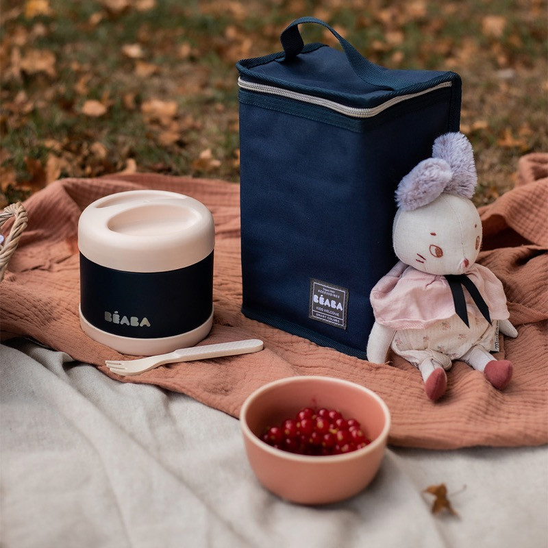 Portion inox isotherme 500ml BEABA Light pink/Night blue