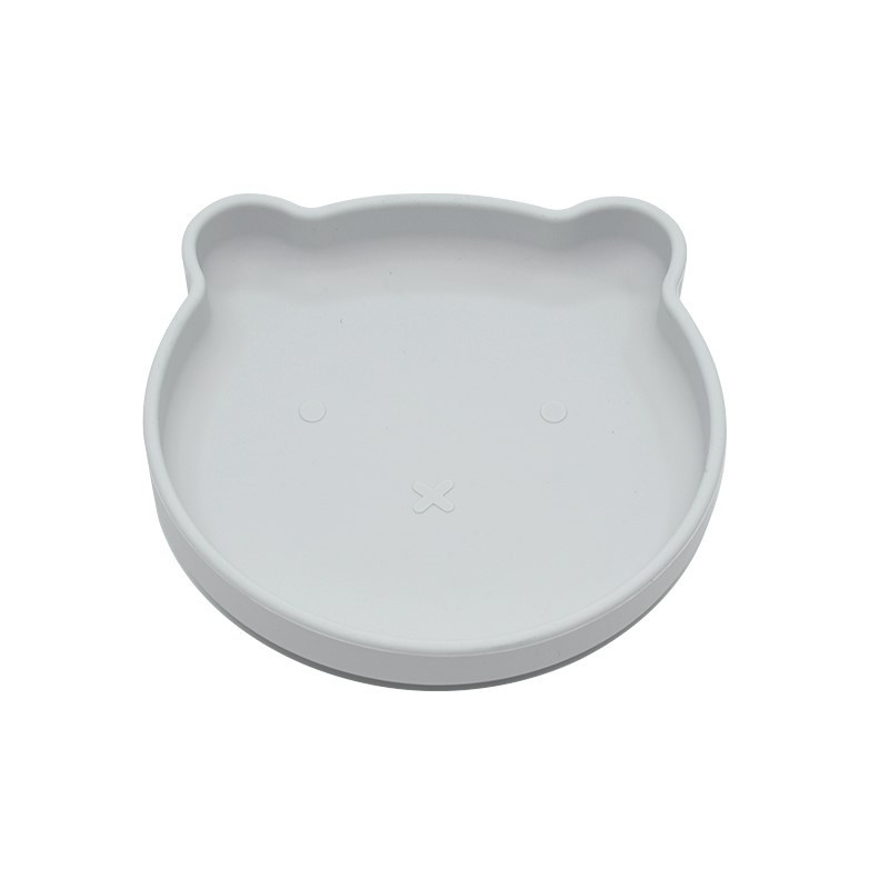 Assiette silicone à ventouse Ourson BO JUNGLE Gris